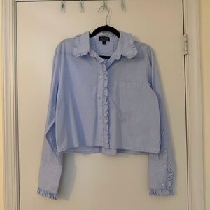 Like New - J Crew Frill Cropped Button-Up Shirt - Size M